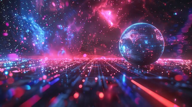 A glowing earth globe, futuristic, and abstract.