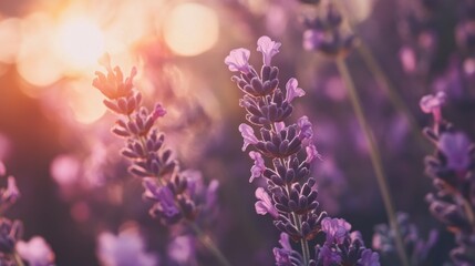 Naklejka premium Lavender Field at Sunset