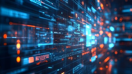 Abstract Digital Technology Background with Blue and Red Lights