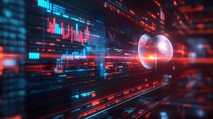 Abstract Technology Data Background Red Blue