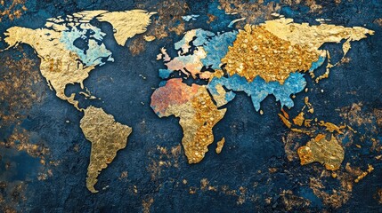 A world map overlaid with images of gold, cobalt, and lithium, illustrating the geopolitical implications of resource control.