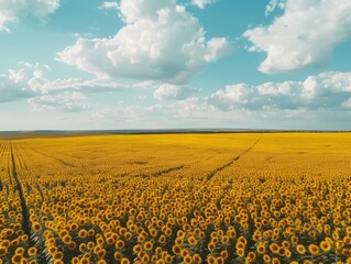 Fototapeta premium Glorious Golden Fields: Ukraine's Breathtaking Sunflower Landscape