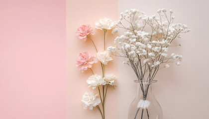 Obraz premium A solid color, like beige or soft pink, that provides a clean and unintrusive backdrop.