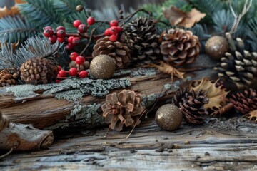 A cluster of pine cones on a forest floor