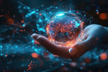 Futuristic global network technology with virtual reality and connectivity.