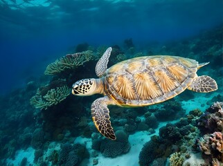 Fototapeta premium A green sea turtle