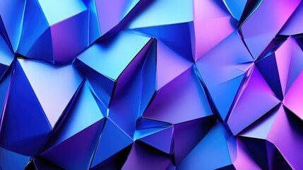 Fototapeta premium A dynamic 3D abstract pattern featuring geometric shapes with bright blue and purple color gradients, creating a futuristic look.