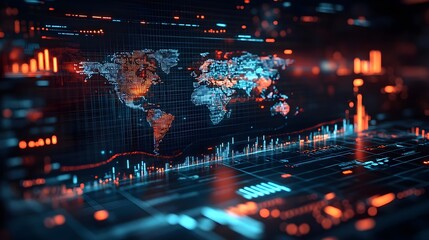 Digital World Map Data Network Technology