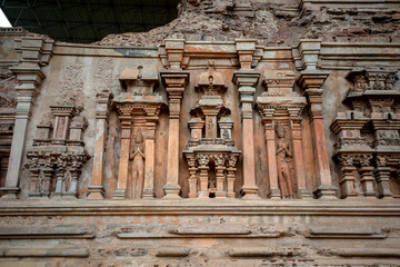 A section of the exterior walls of the Tivanka Image House (three bends) at Polonnaruwa in Sri Lanka. Also known as the Image House of Jetavanarama it was built by King Parakramabahu the Great.