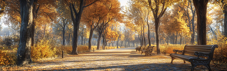 Fototapeta premium Golden Autumn Path