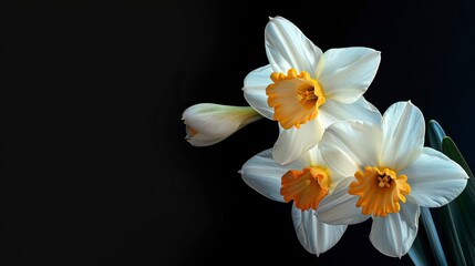 Daffodils on a black background