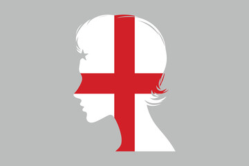 England flag and England girl&rsquo;s shape, The flag of England, England national Flag Vector illustration, England crossed flags, Standard color
