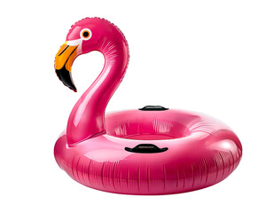 Inflatable pink flamingo buoy ring, solitary
