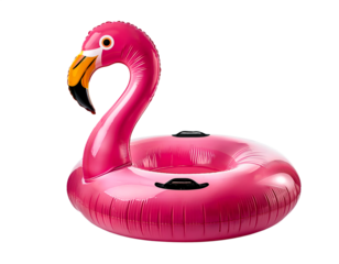 Inflatable pink flamingo buoy ring, solitary