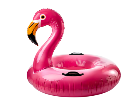 Inflatable pink flamingo buoy ring, solitary