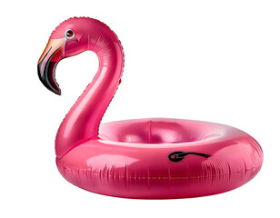 Inflatable pink flamingo buoy ring, solitary