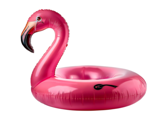 Inflatable pink flamingo buoy ring, solitary