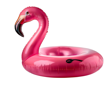 Inflatable pink flamingo buoy ring, solitary