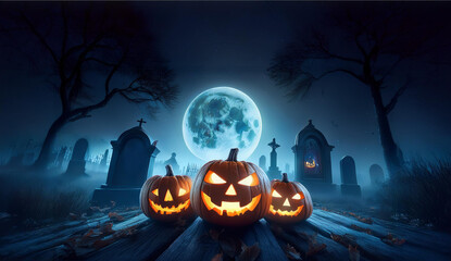 halloween background with Jack O' Lanterns