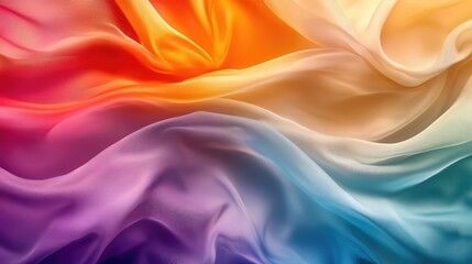 Obraz premium A vibrant, abstract background of soft, flowing fabric in multiple colors, creating a sense of movement and fluidity.