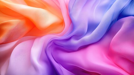 Obraz premium A vibrant, abstract background of soft, flowing fabric in multiple colors, creating a sense of movement and fluidity.