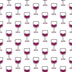Wine glass seamless pattern design vector.