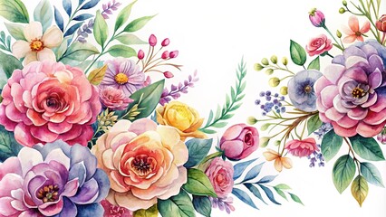 Watercolor floral designs in a beautiful style perfect for prints and invitations