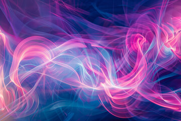 A colorful, swirling background with pink and blue hues