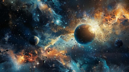 Obraz premium Planet Earth in a Cosmic Nebula