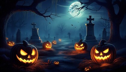  Halloween Backdrop with Jack O' Lanterns