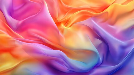 Obraz premium Abstract colorful fabric waves flowing gracefully, creating a soft and dynamic background with a sense of depth.