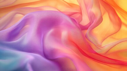 Obraz premium Abstract colorful fabric waves flowing gracefully, creating a soft and dynamic background with a sense of depth.