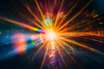 Obraz premium A bright light is shining through a dark room