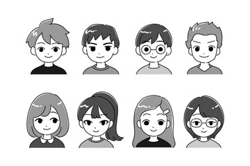 子供のアイコンイラストセット　バストアップ