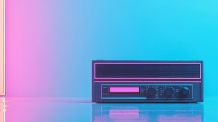 Fototapeta premium Vintage Radio Receiver in Neon Light