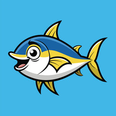 Hand drawn tuna cartoon illustration