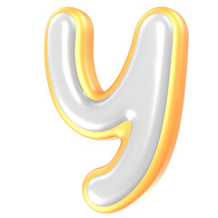 Y Font Yellow And White 3D Rendering