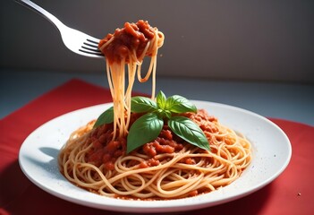 Classic Italian Dish: Spaghetti with Tomato Sauce and Basil