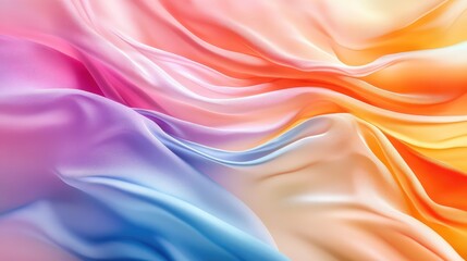 Obraz premium An abstract composition with soft, flowing fabric in various colors, creating a dynamic, wavy pattern on a smooth background.