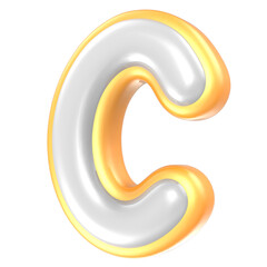 C Font Yellow And White 3D Rendering