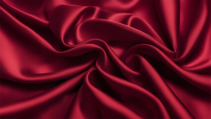 Closeup of deep crimson stain silk fabric texture background 