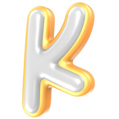 K Font Yellow And White 3D Rendering