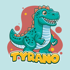 Cute Funny Tyrannosaurus Rex Dinosaur Character in Hand Drawn Vector Cartoon Illustration Design for sticker, badge, patch, banner, greeting card, invitation
