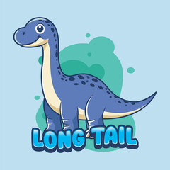 Cute Funny Brontosaurus Dinosaur Character in Hand Drawn Vector Cartoon Illustration Design for sticker, badge, patch, banner, greeting card, invitation