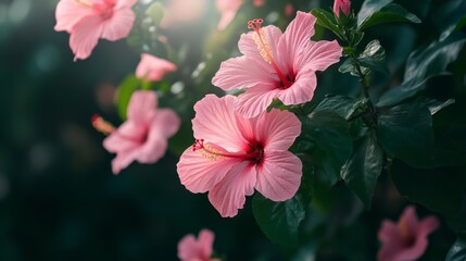 Obraz premium Pink bloom hibiscus