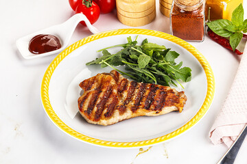Delicous grilled pork meat steak