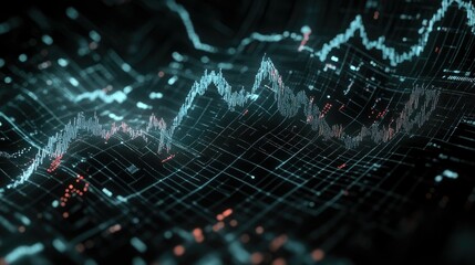 Fototapeta premium A digital line graph with a futuristic design, representing market trends in technology