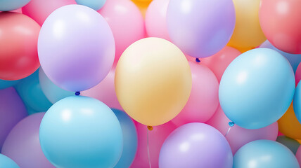 colorful balloons background, pastel color. new born concept, high quality photo
