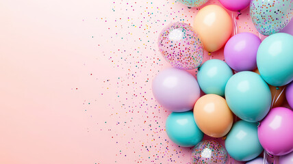 birthday background theme with balloons and free space for your text, high definition image