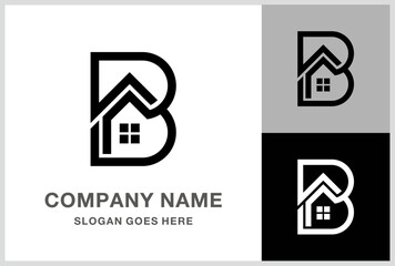 Monogram Letter B Building House Business Company Stock Vector Logo Design Template © rockyramone